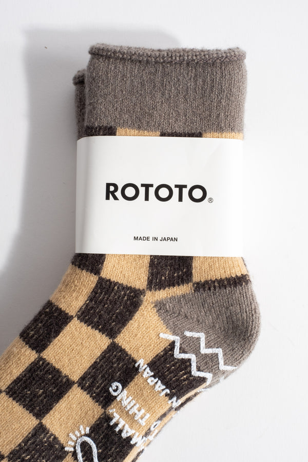 Pile Room Socks in Grey Checkerboard