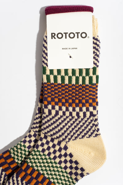 Check + Step Socks in Blueberry