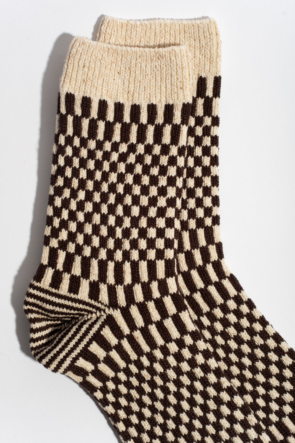 Checkerboard Pattern Sock in Brown