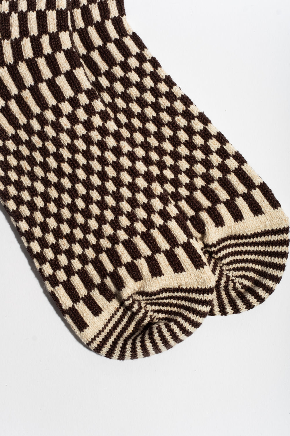 Checkerboard Pattern Sock in Brown