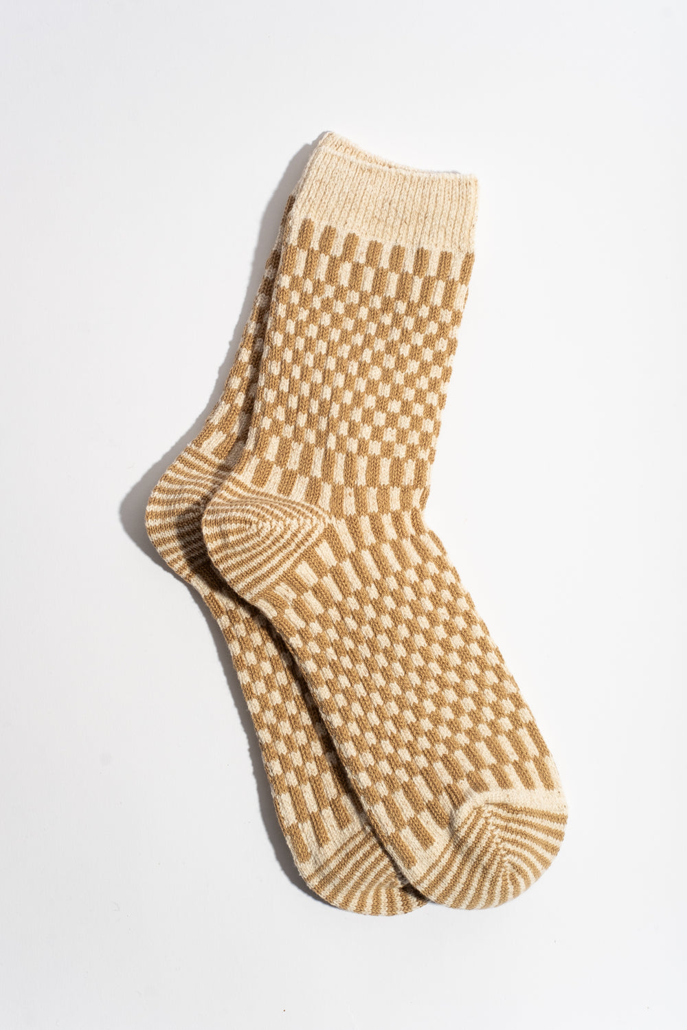 Checkerboard Pattern Sock in Khaki