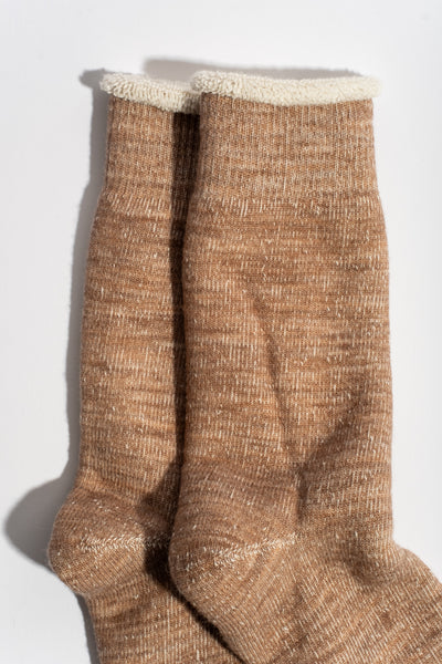 Double Face Crew Sock in Camel