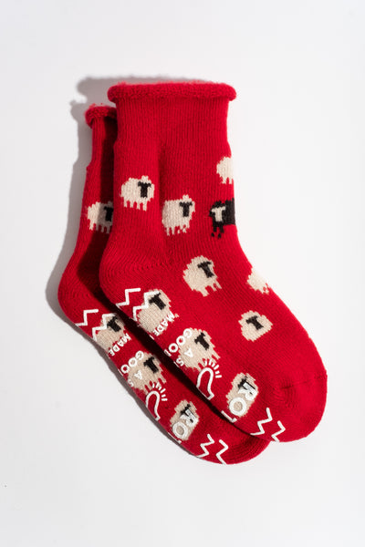 Pile Room Sheep Socks in Red