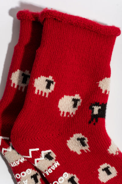 Pile Room Sheep Socks in Red