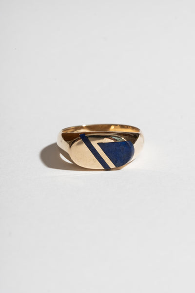 Vintage 14K Lapis Inlay Ring Front