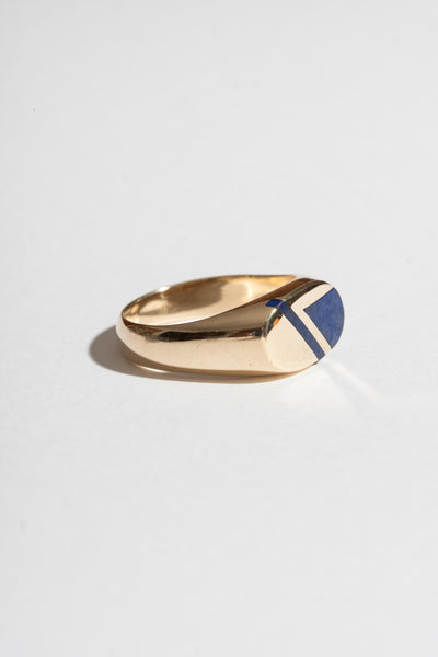 Vintage 14K Lapis Inlay Ring Side