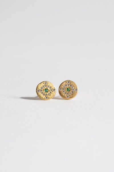 Shimmer Stud Earrings with Emerald