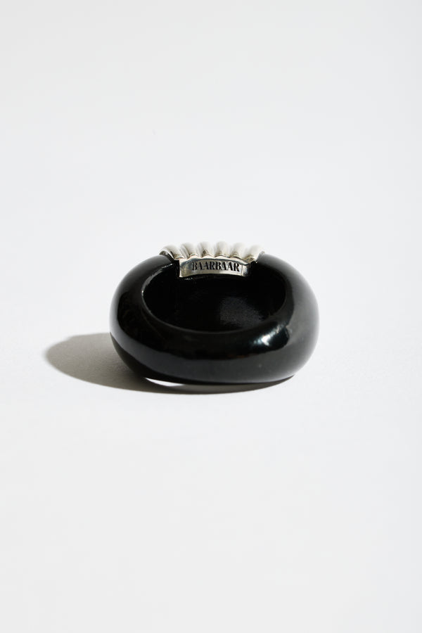 Kiwa Ring in Black Jade