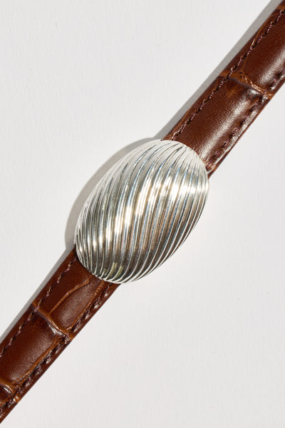 Ribbed Pebble Watch Bracelet in Brown