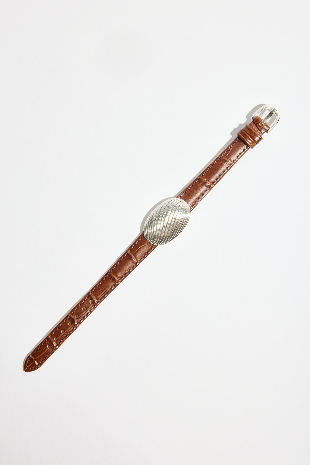 Ribbed Pebble Watch Bracelet in Brown