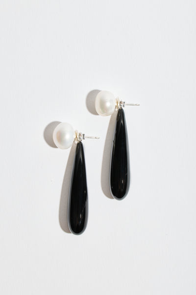 Pearl + Onyx Earrings