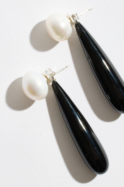 Pearl + Onyx Earrings