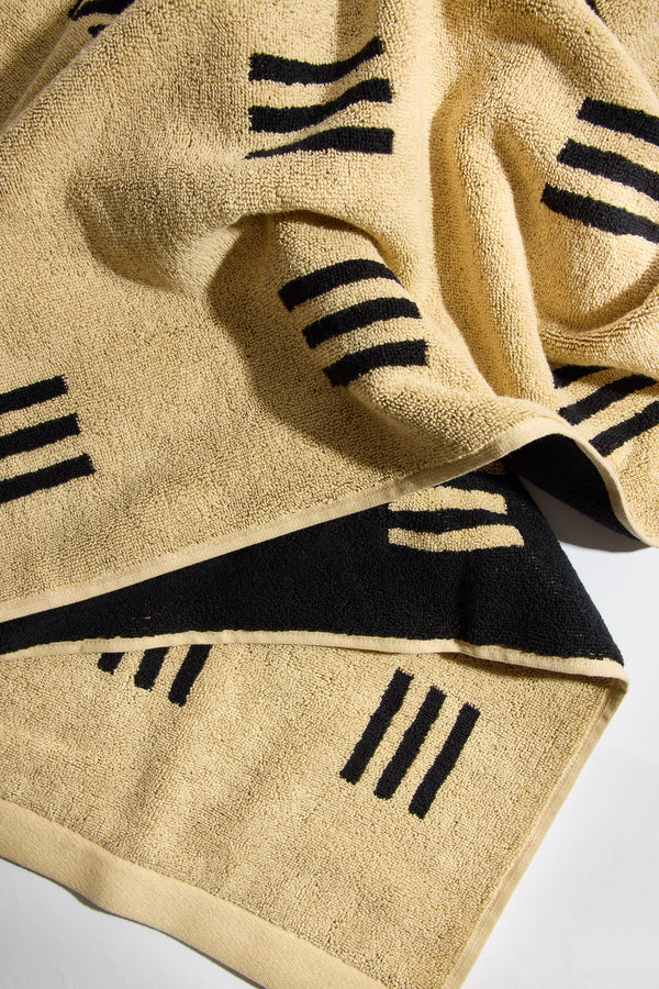 Claremont Bath Towel in Sand + Noir
