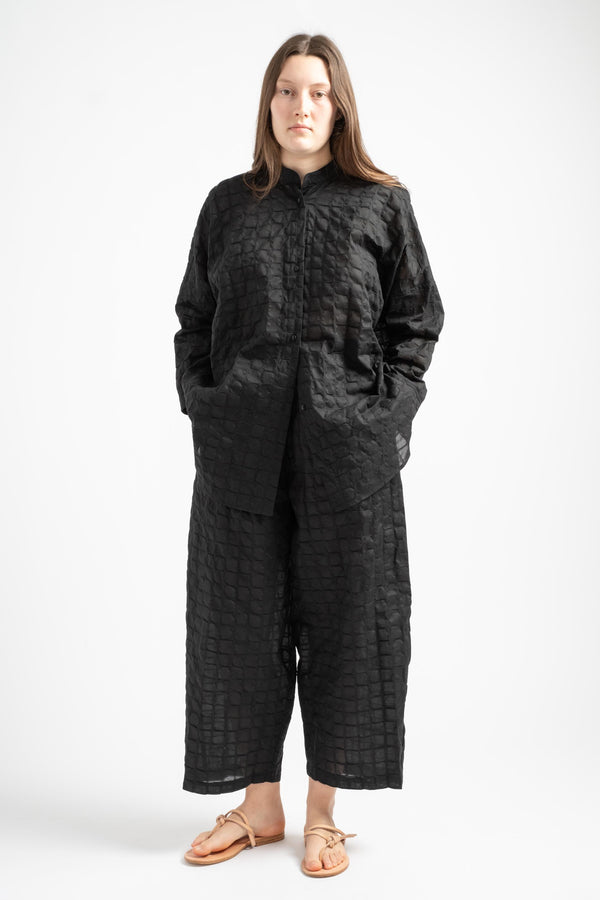 Ripple Finish Wide Pants in Black