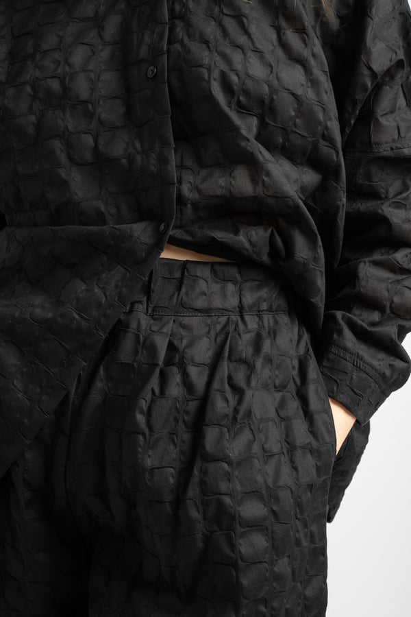 Ripple Finish Wide Pants in Black