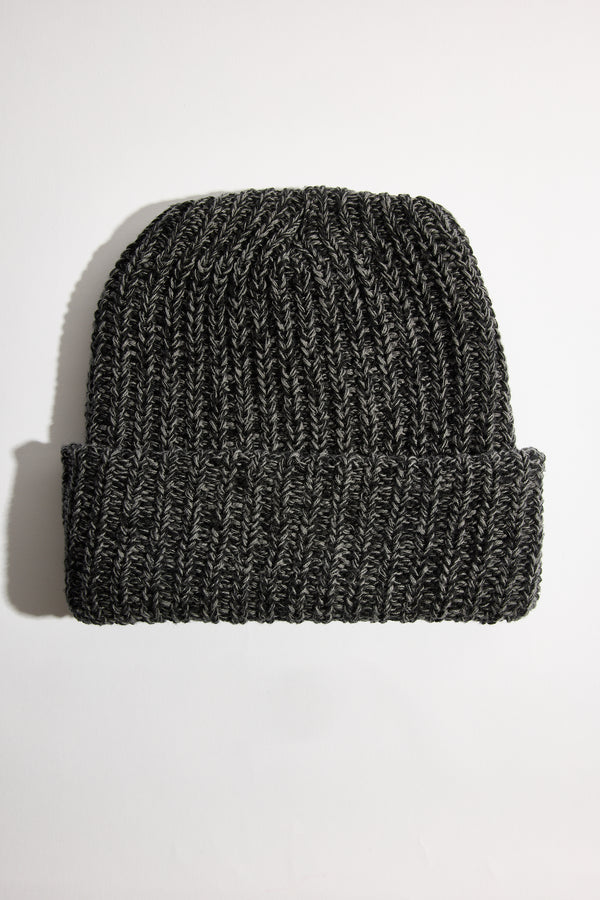 Knit Hat in Black + Charcoal