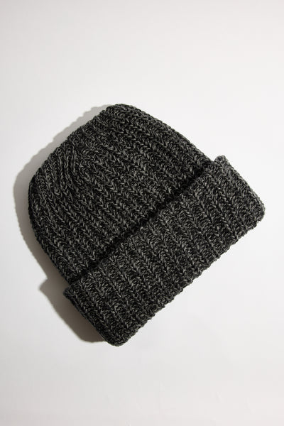 Knit Hat in Black + Charcoal