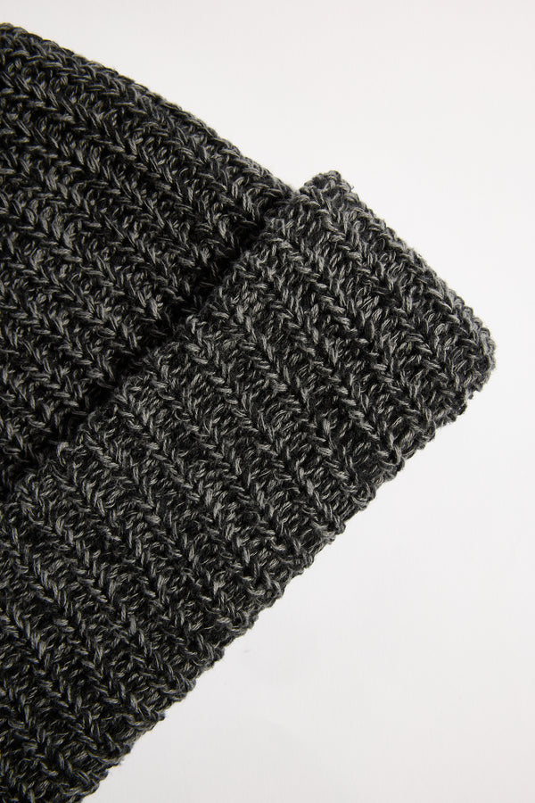 Knit Hat in Black + Charcoal