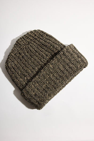 Knit Hat in Black + Old Gold Marl