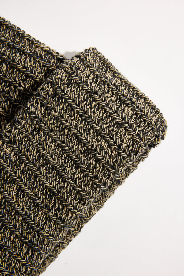Knit Hat in Black + Old Gold Marl
