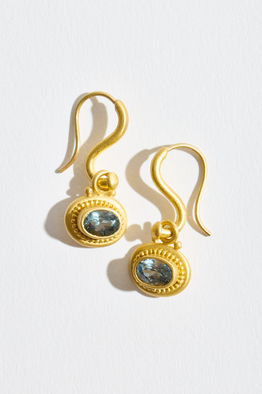 Bezel Oval Grey Spinel Earrings