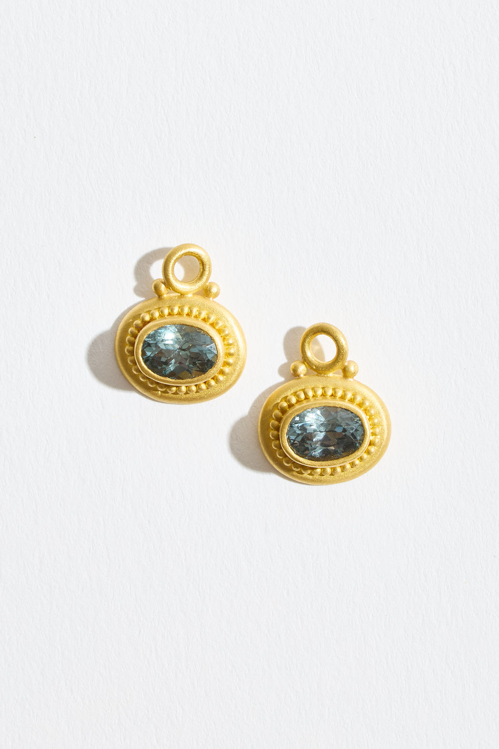 Bezel Oval Grey Spinel Earrings