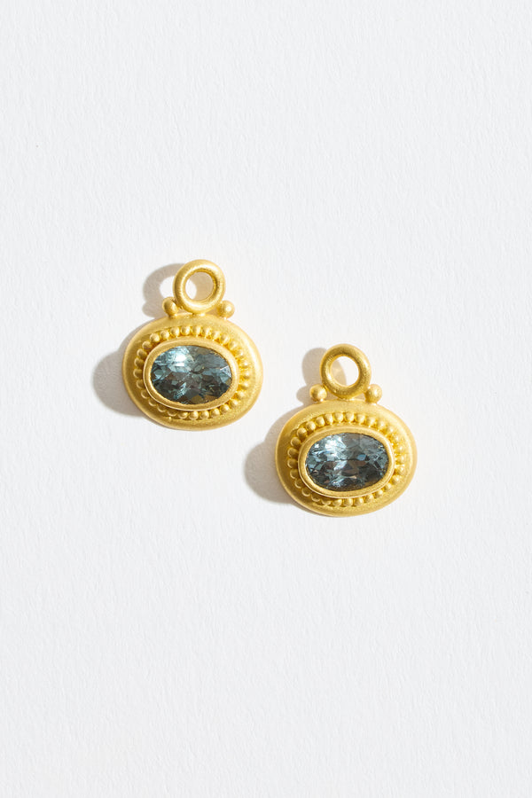 Bezel Oval Grey Spinel Earrings