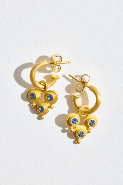 Blue Sapphire Trio Earrings