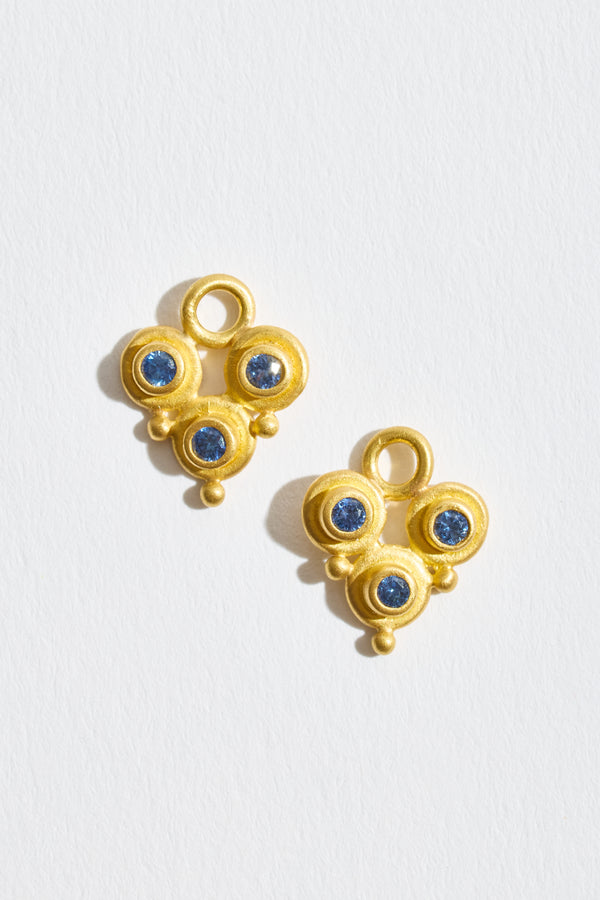 Blue Sapphire Trio Earrings