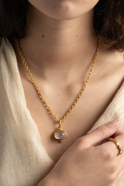 Bubble Bezel Oval Moonstone Pendant