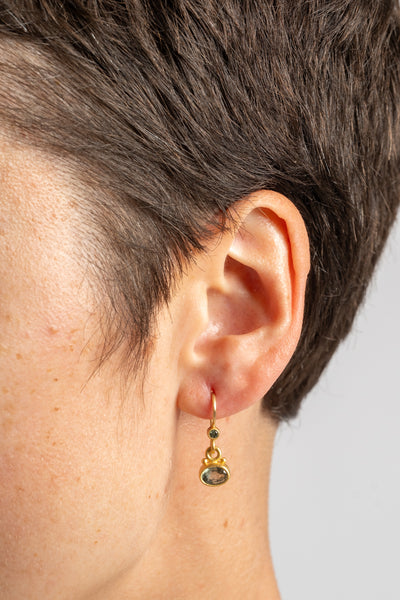 Green Sapphire Bezel Earrings