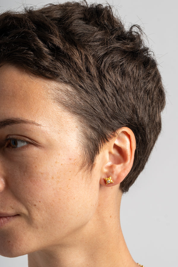 Small Star Diamond Stud Earrings