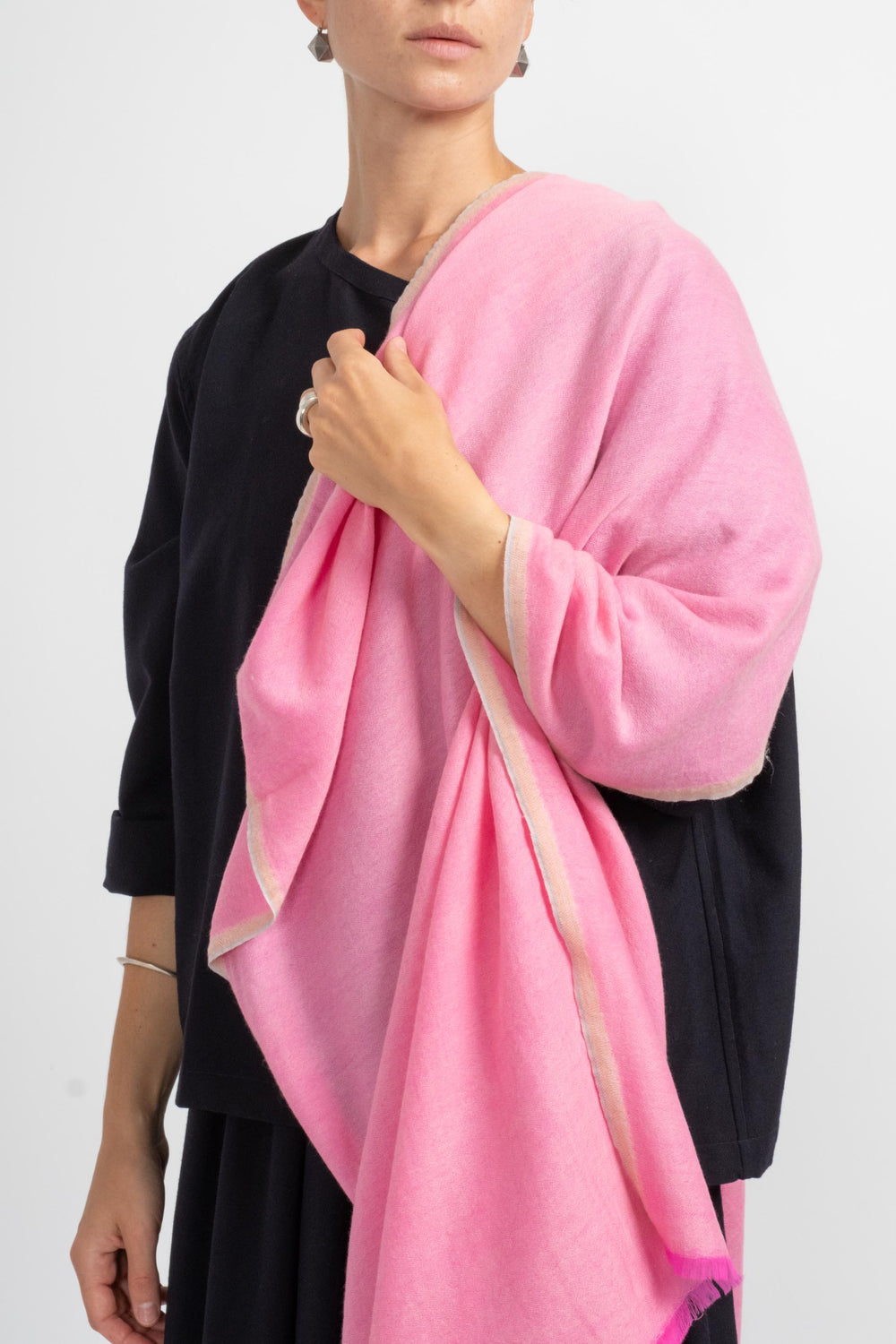 Woven Plain Stole in Pink