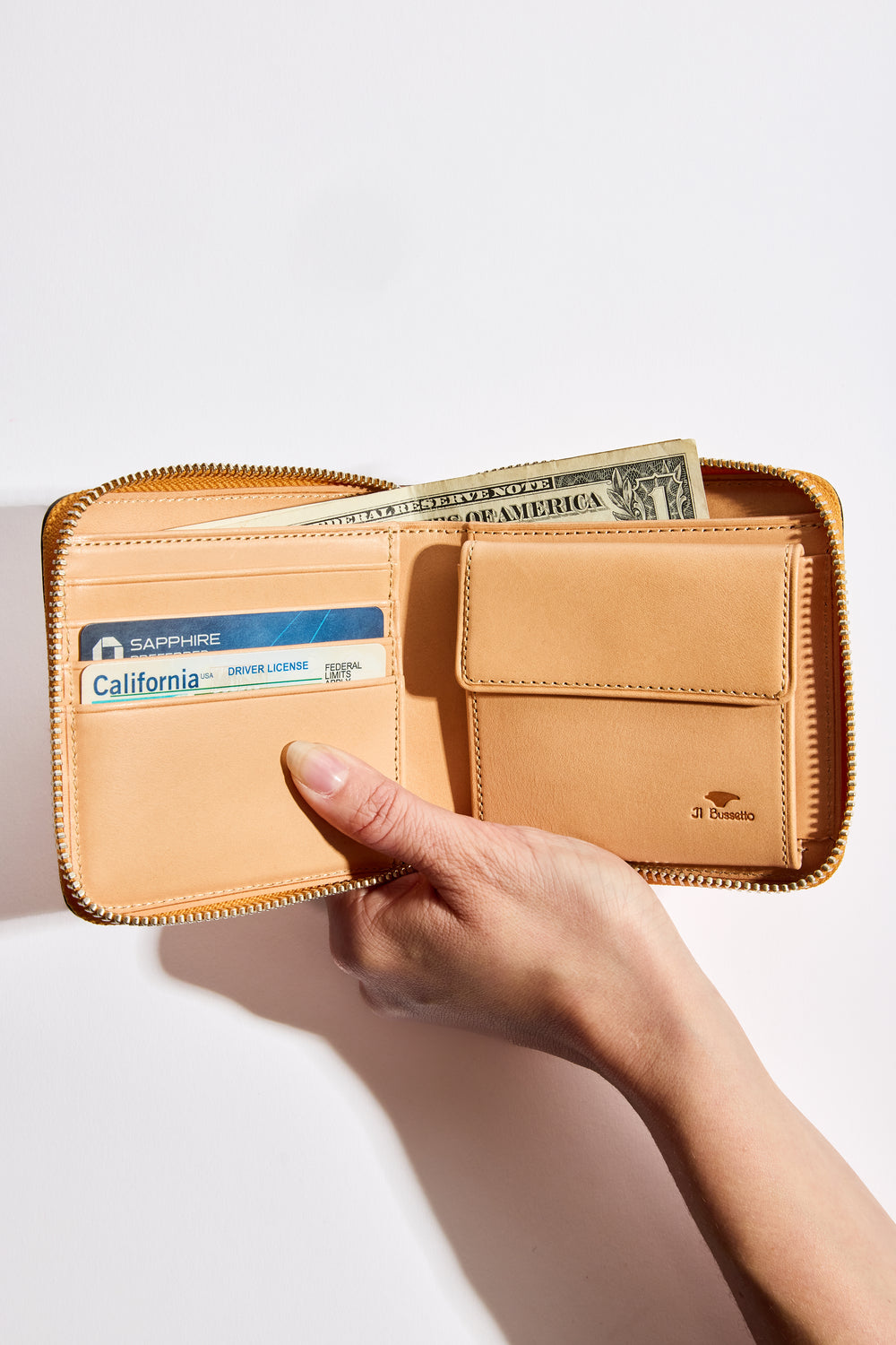 Square Zip Wallet in Ochre