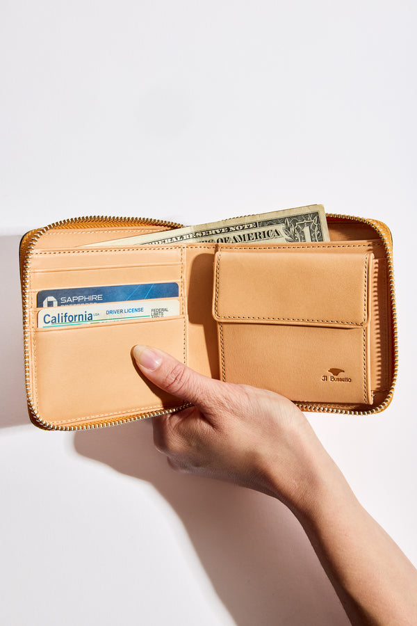 Square Zip Wallet in Ochre
