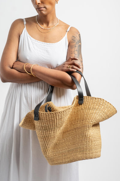 Froissé Shopping Bag in Black