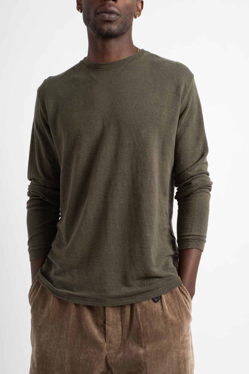 Mana10 Long Sleeve Tee in Olive Green