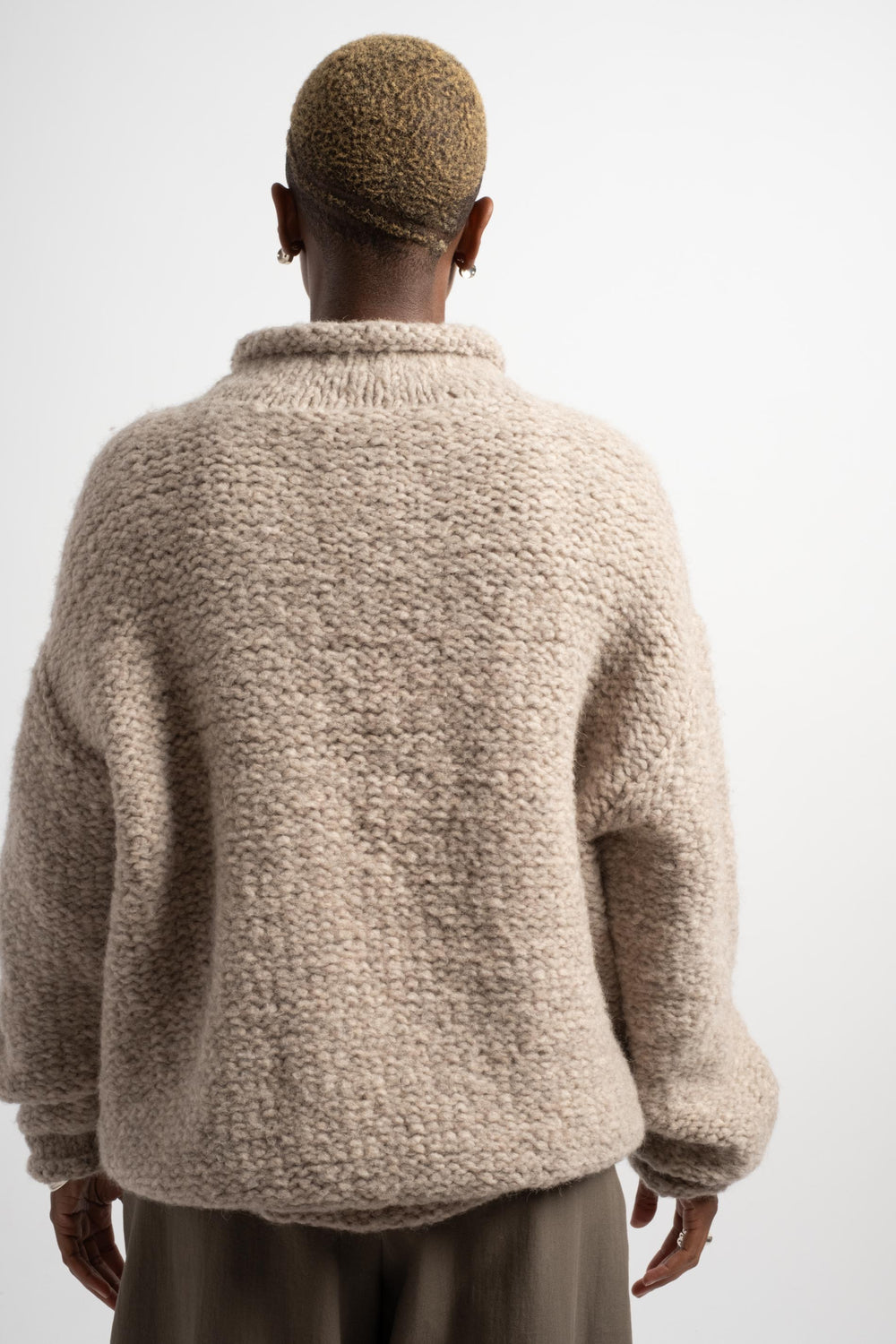 Handknit Purl Rollneck in Dust