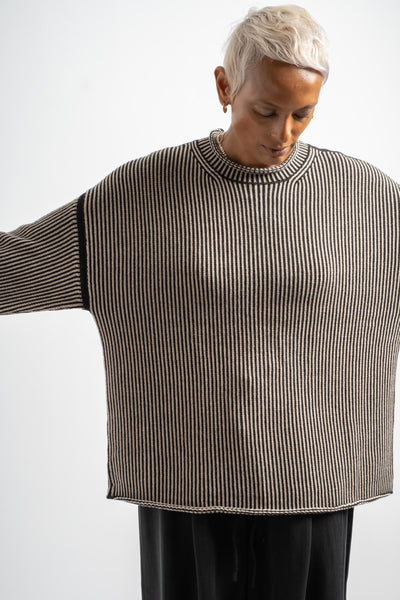 Linea Rollneck in Black Melange + Sisal