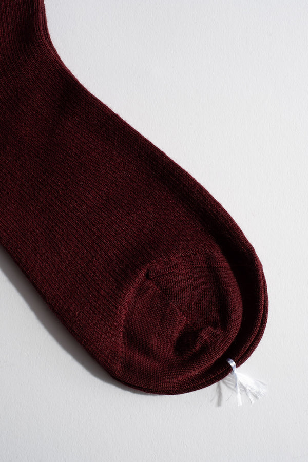 Wool Crew Sock in Bordeaux