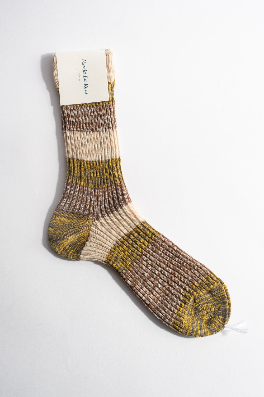 Wool Stripe Sock in Natural