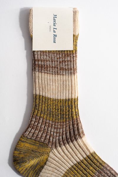 Wool Stripe Sock in Natural