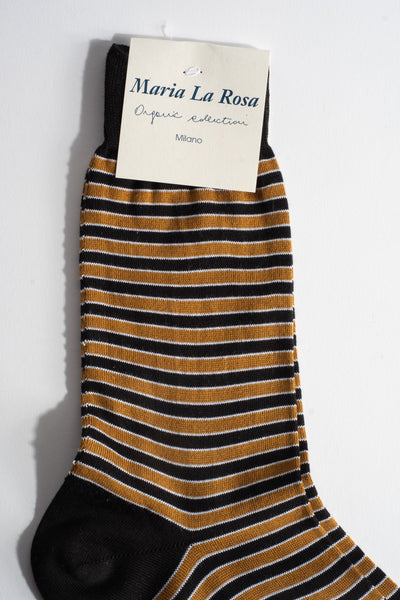 Cotton Stripe Sock in Mustard