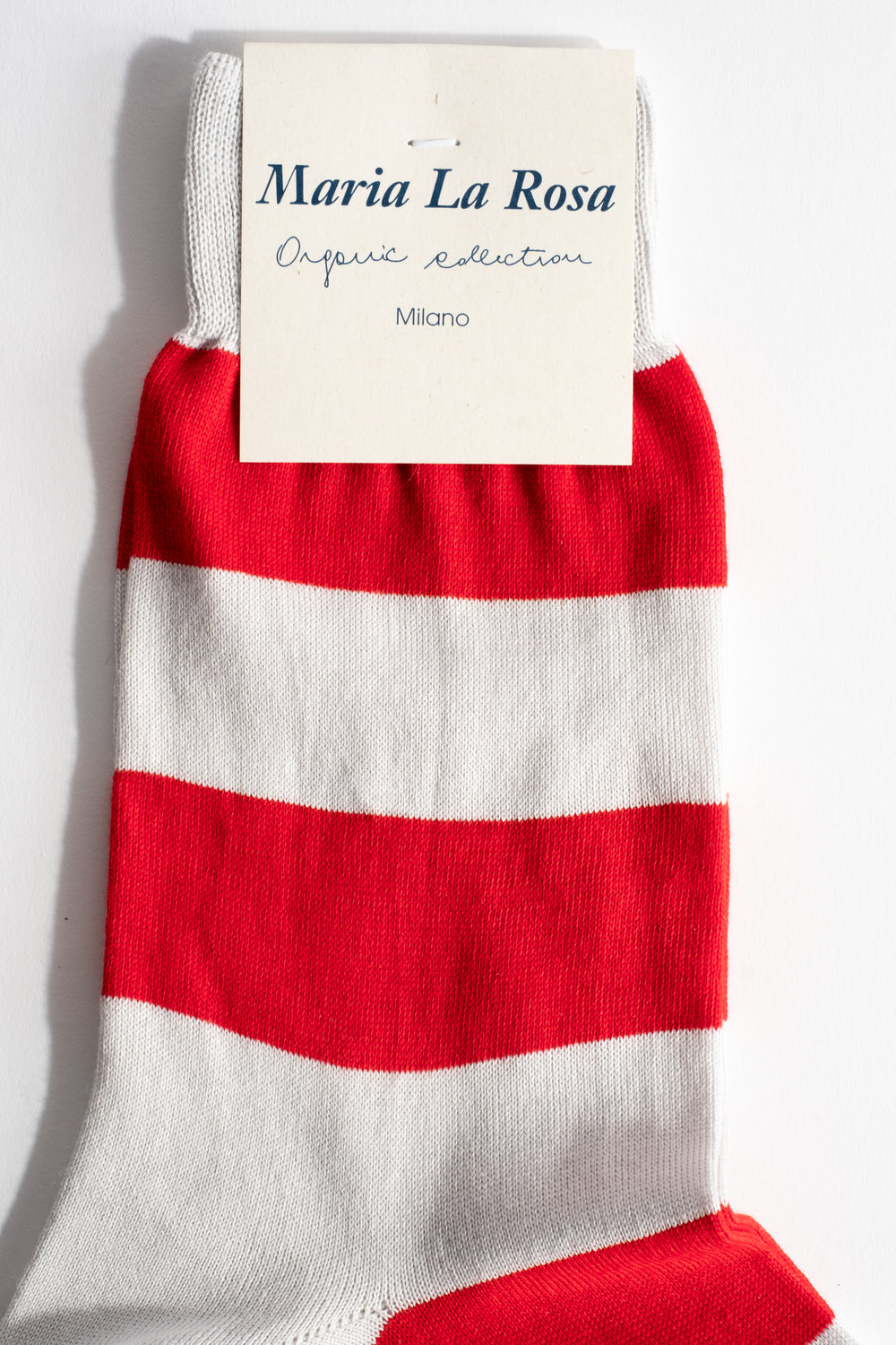 Cotton Wide Stripe Sock in Red