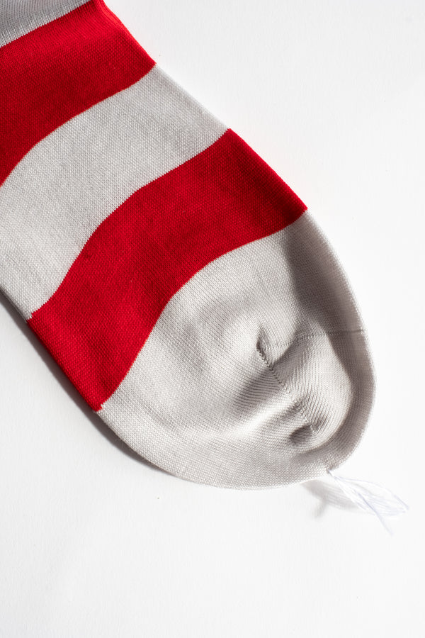 Cotton Wide Stripe Sock in Red