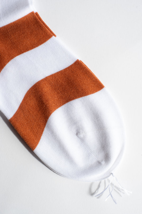 Cotton Wide Stripe Sock in Rust