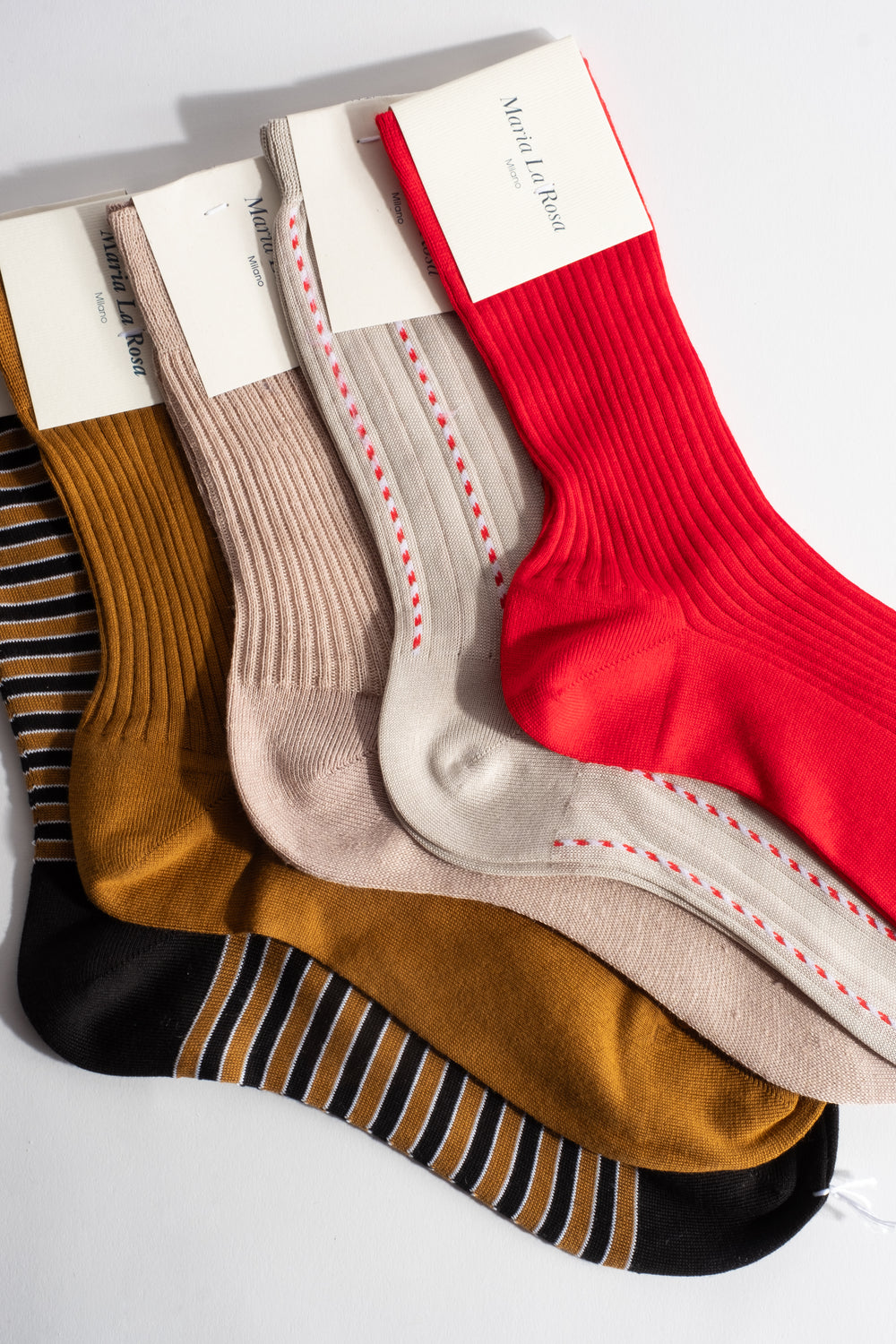 Cotton Stripe Sock in Mustard