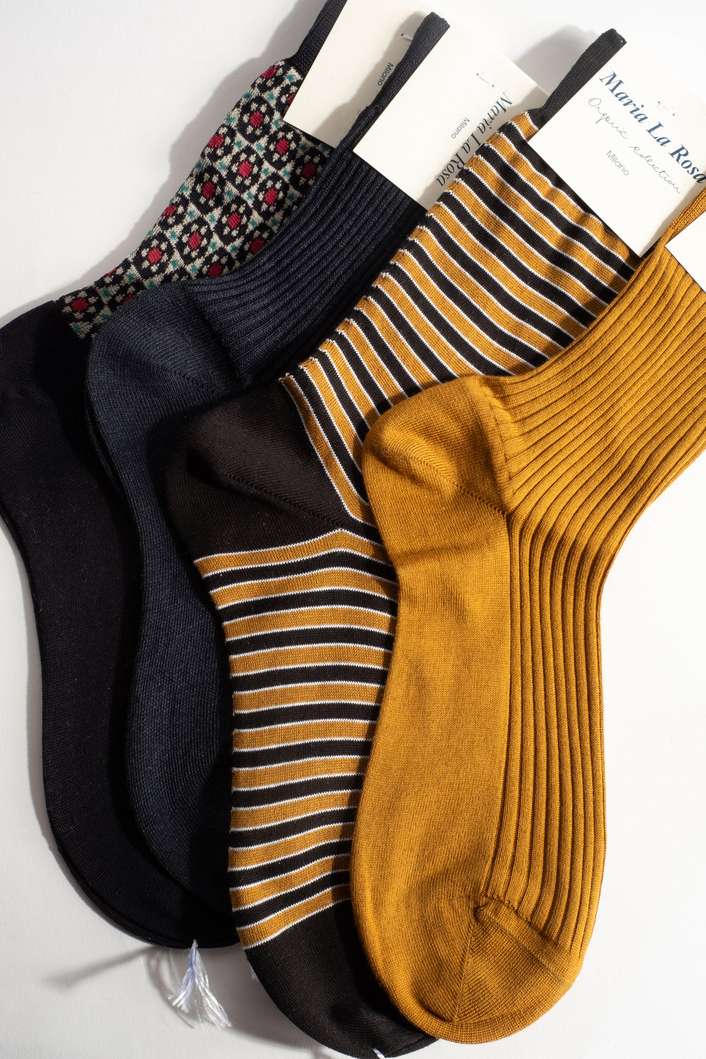 Cotton Stripe Sock in Mustard