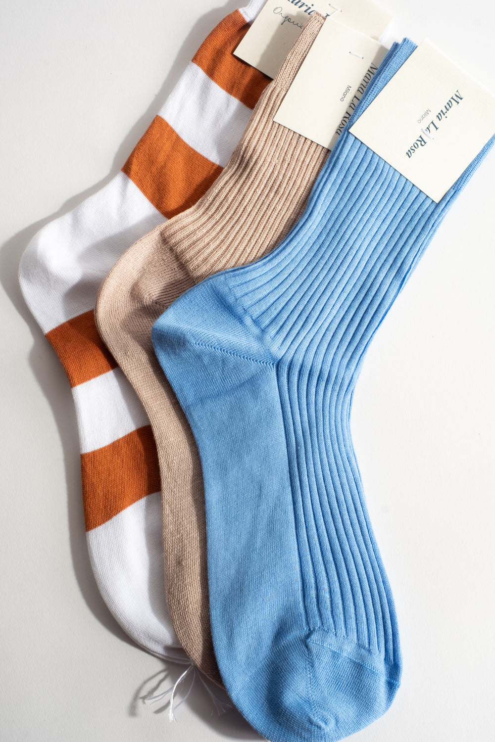 Cotton Wide Stripe Sock in Rust