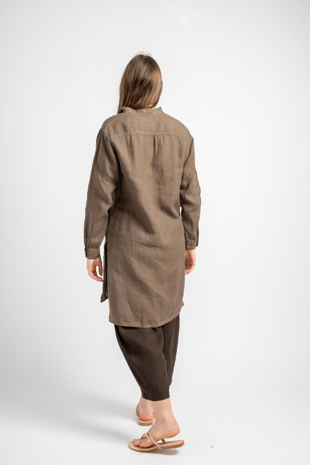 Plant Dyed Long Shirt in Dark Walnut